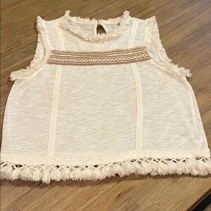 Topshop Cream Fringe Crop Top